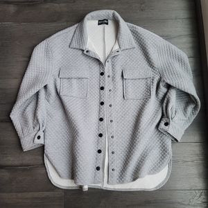 Kittenish Oversized Grey Button Down Shirt Jacket | size Small